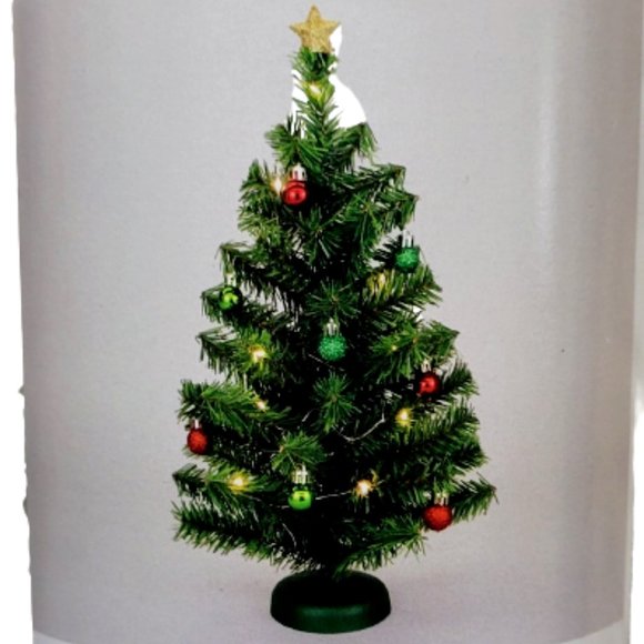 16" Tall Mini Christmas Tree Kit w/ LED White Lights - Ornaments - Star Topper - Picture 2 of 2